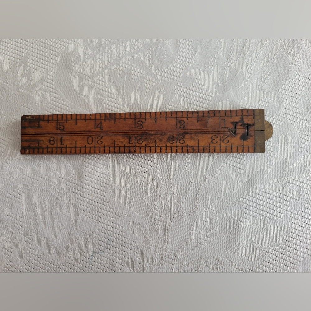 VTG Stanley #68 boxwood wood & brass folding 24" ruler GUC
